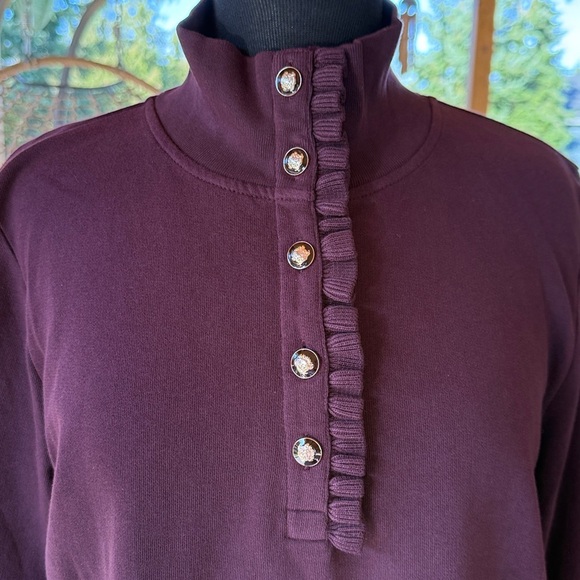 Talbots | Ruffle Placket Mockneck Pullover Sweater - Picture 4 of 8